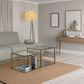 Table basse Utopia modulable en verre et acier doré