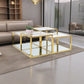 Table basse Utopia modulable en verre et acier doré