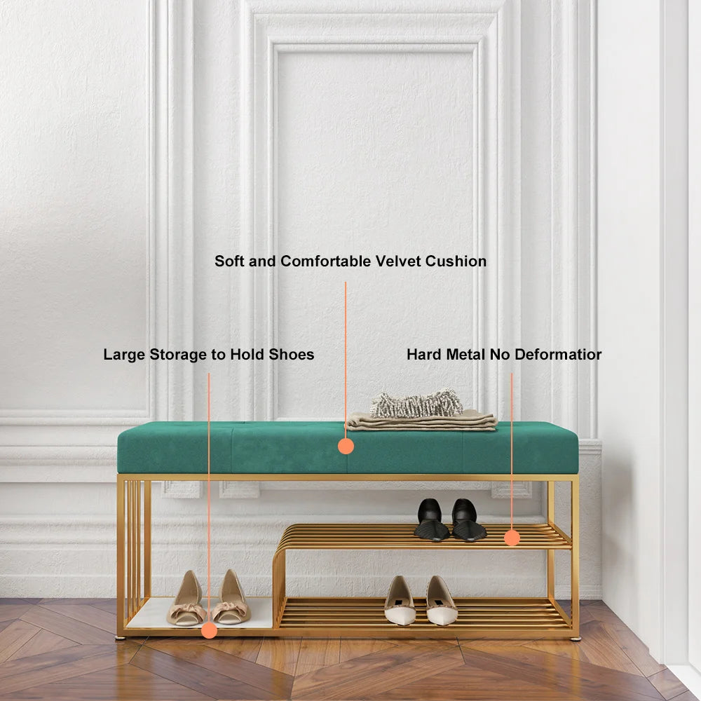 Banc d'entrée Diamant rembourré en velours
